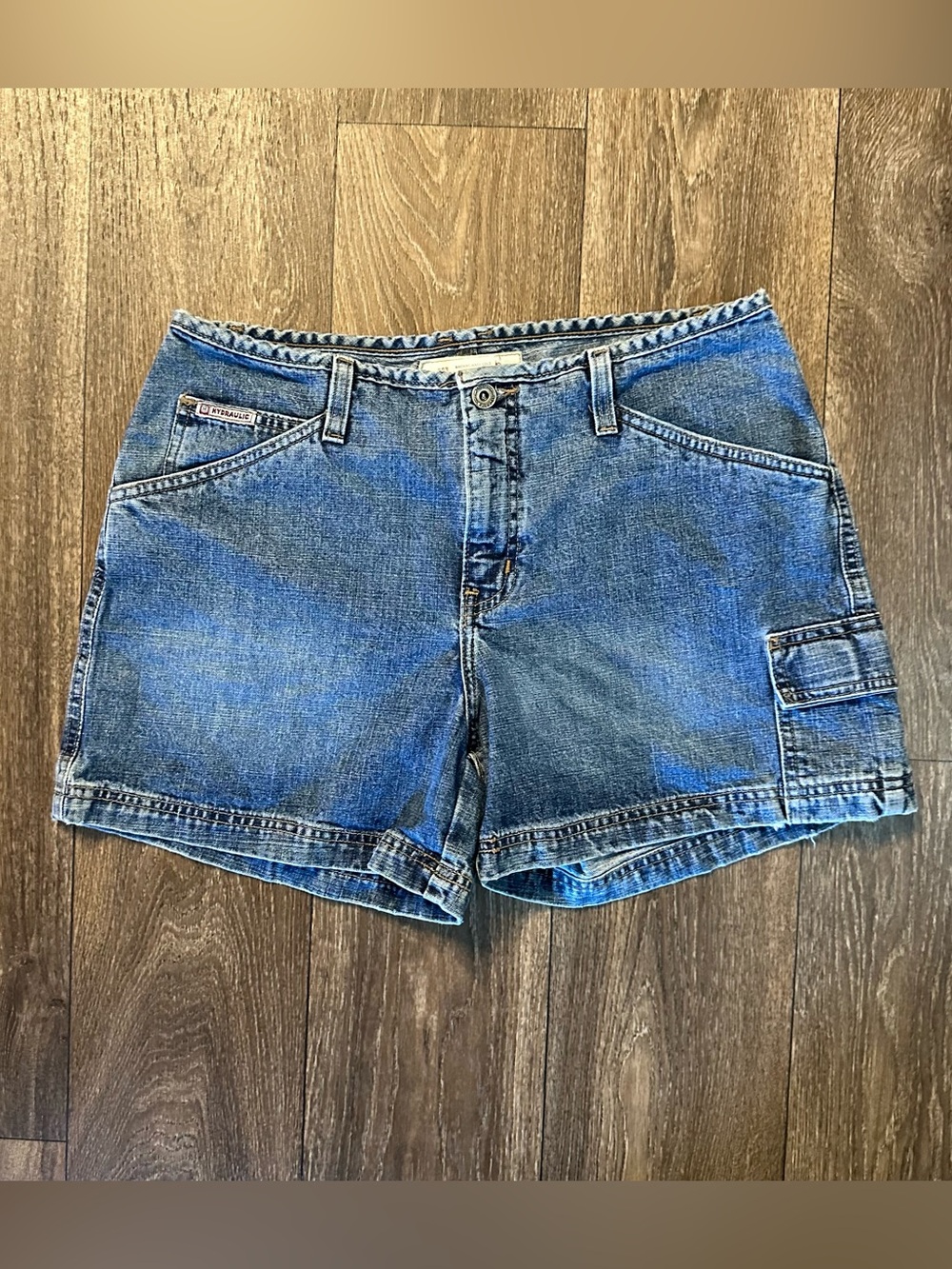 Hydraulic denim cargo shorts jorts Sz 11/12 vintage 90s Y2K
